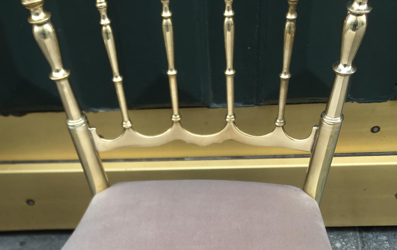 Set of Six Chairs in Turned and Polished Brass, Chiavari, Italy, circa 1960 For Sale 1