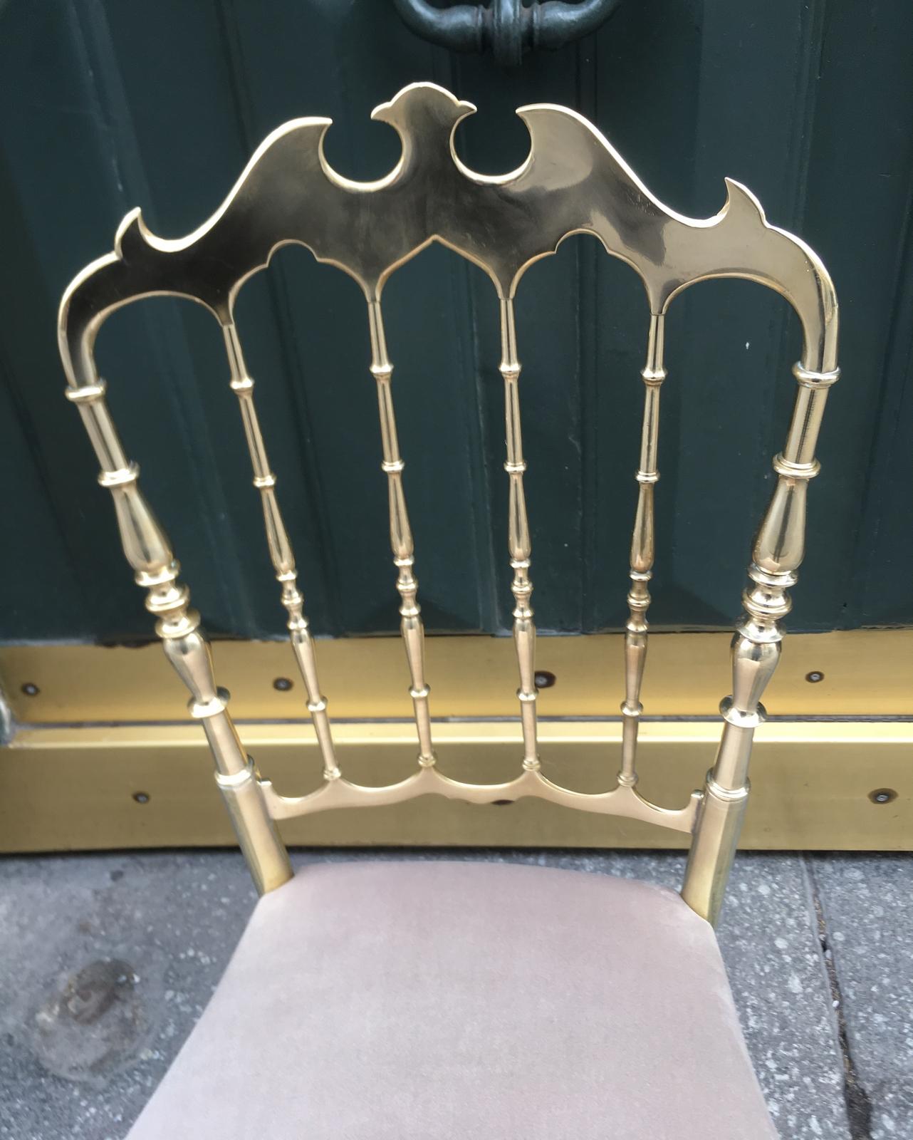 Set of Six Chairs in Turned and Polished Brass, Chiavari, Italy, circa 1960 For Sale 2