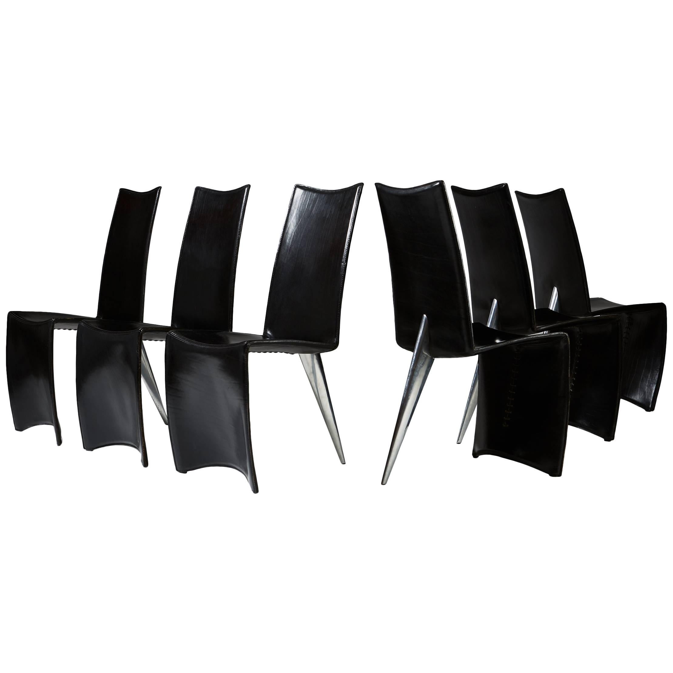 Set of Six Chairs ‘J Serie Lang’ Designed by Philippe Starck for Aleph, Italy