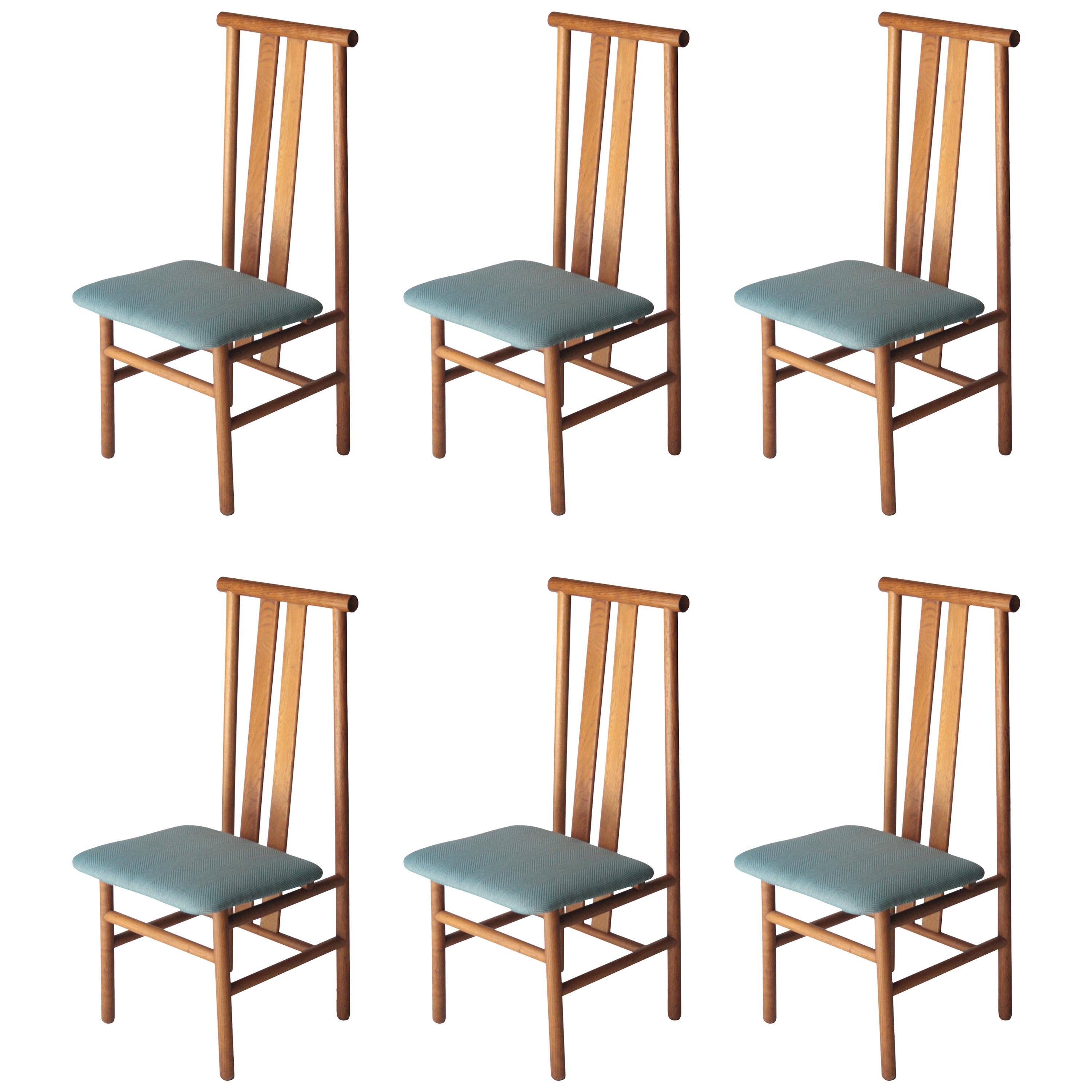 Set of Six Chairs Made of Teak with Upholstered Seat, Italy, 1960