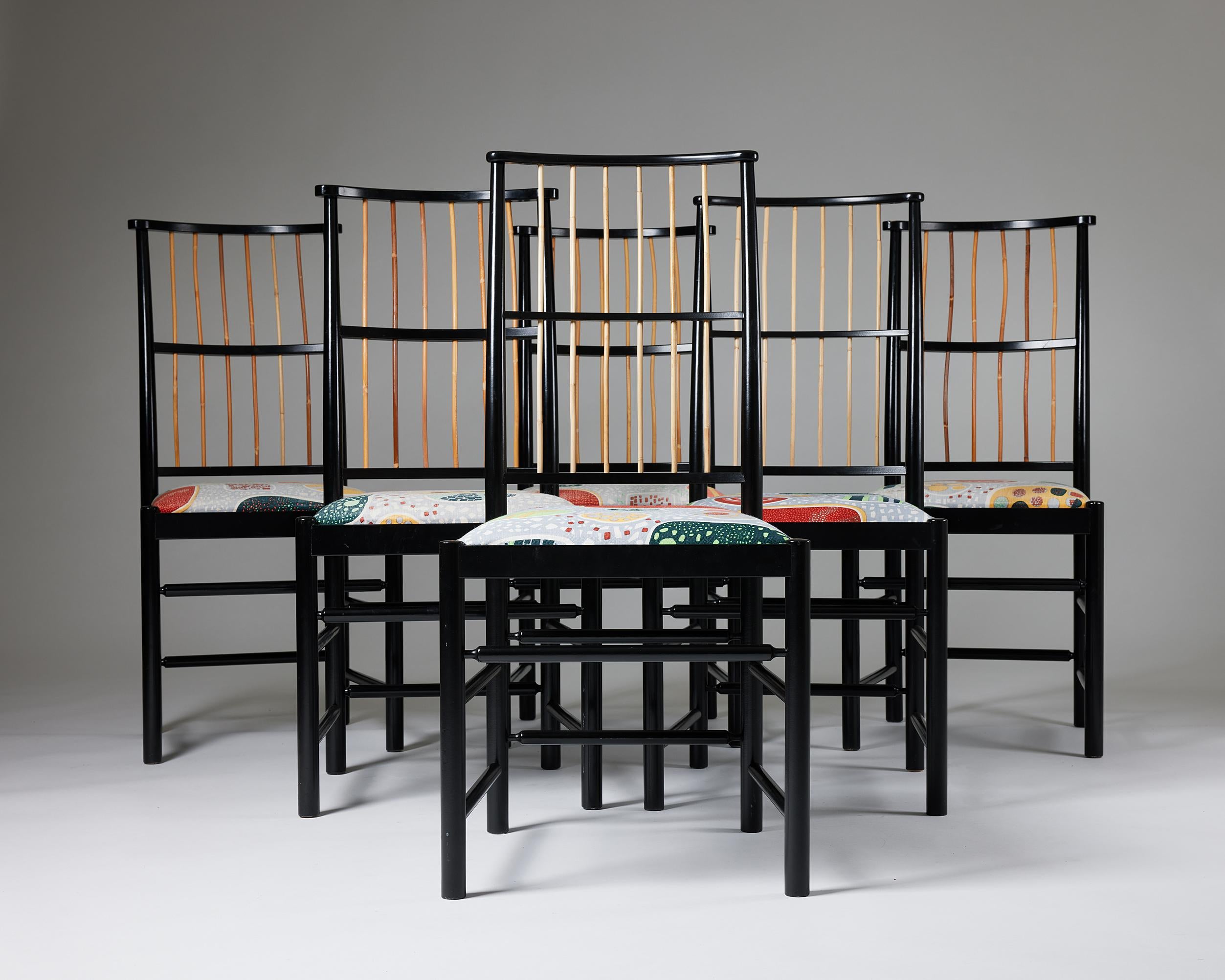 Mid-Century Modern Set of Six Chairs Model 2025 Designed by Josef Frank for Svenskt Tenn For Sale