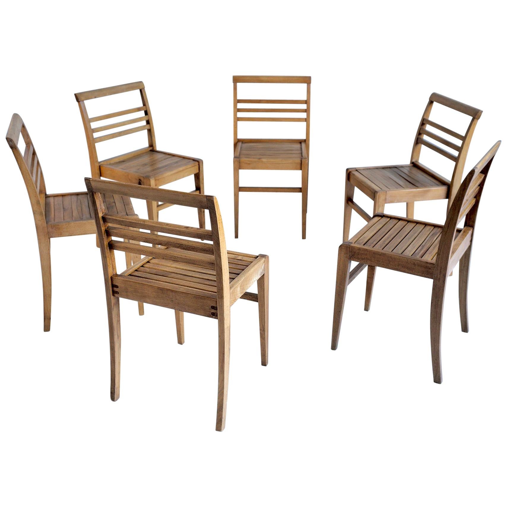 Set of Six Chairs of René Gabriel, French Reconstruction, 1945