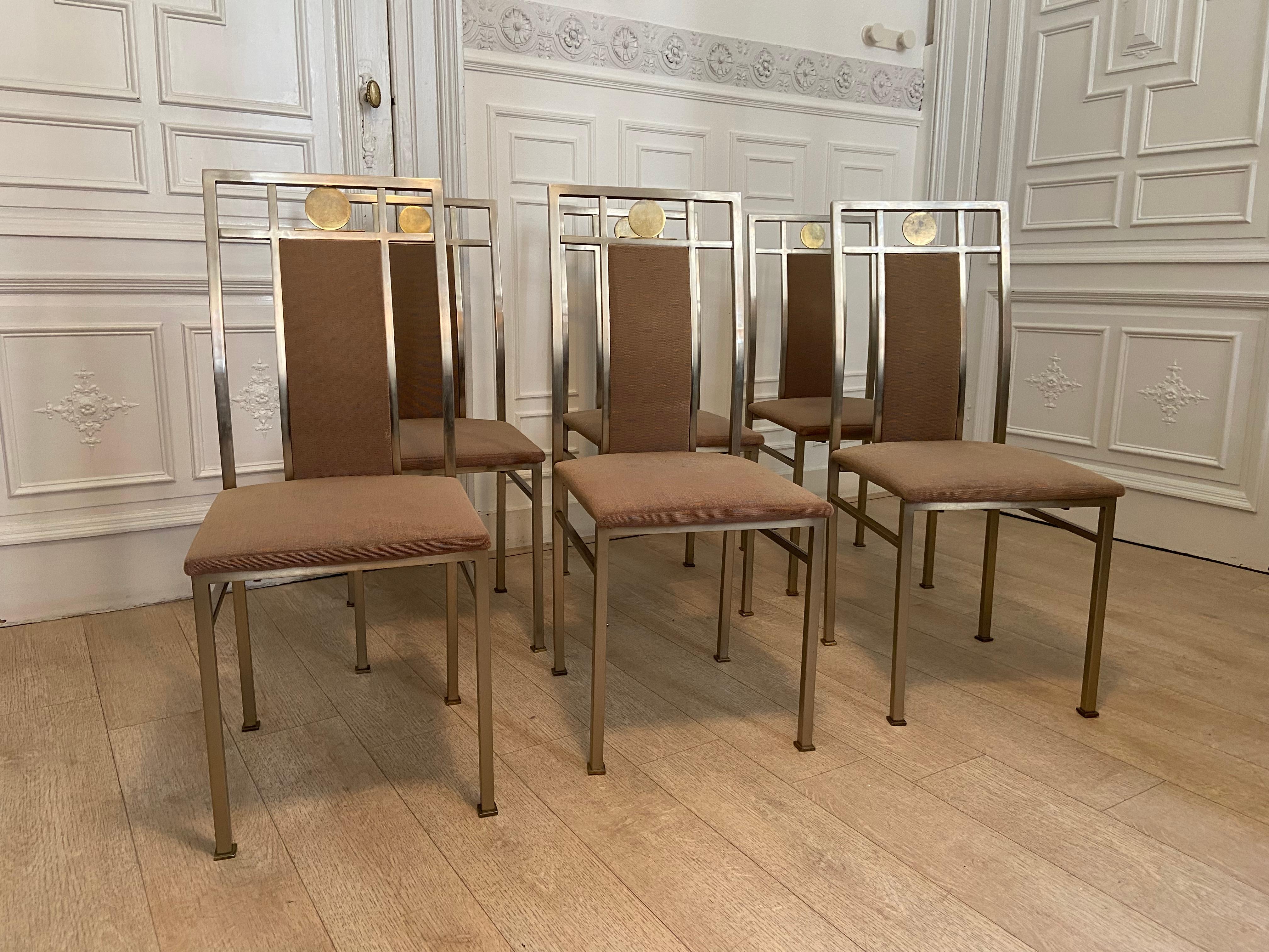 Mid-Century Modern Set of Six Chairs Produced by the Belgian Manufacturer Belgo Chrom in the 80s For Sale