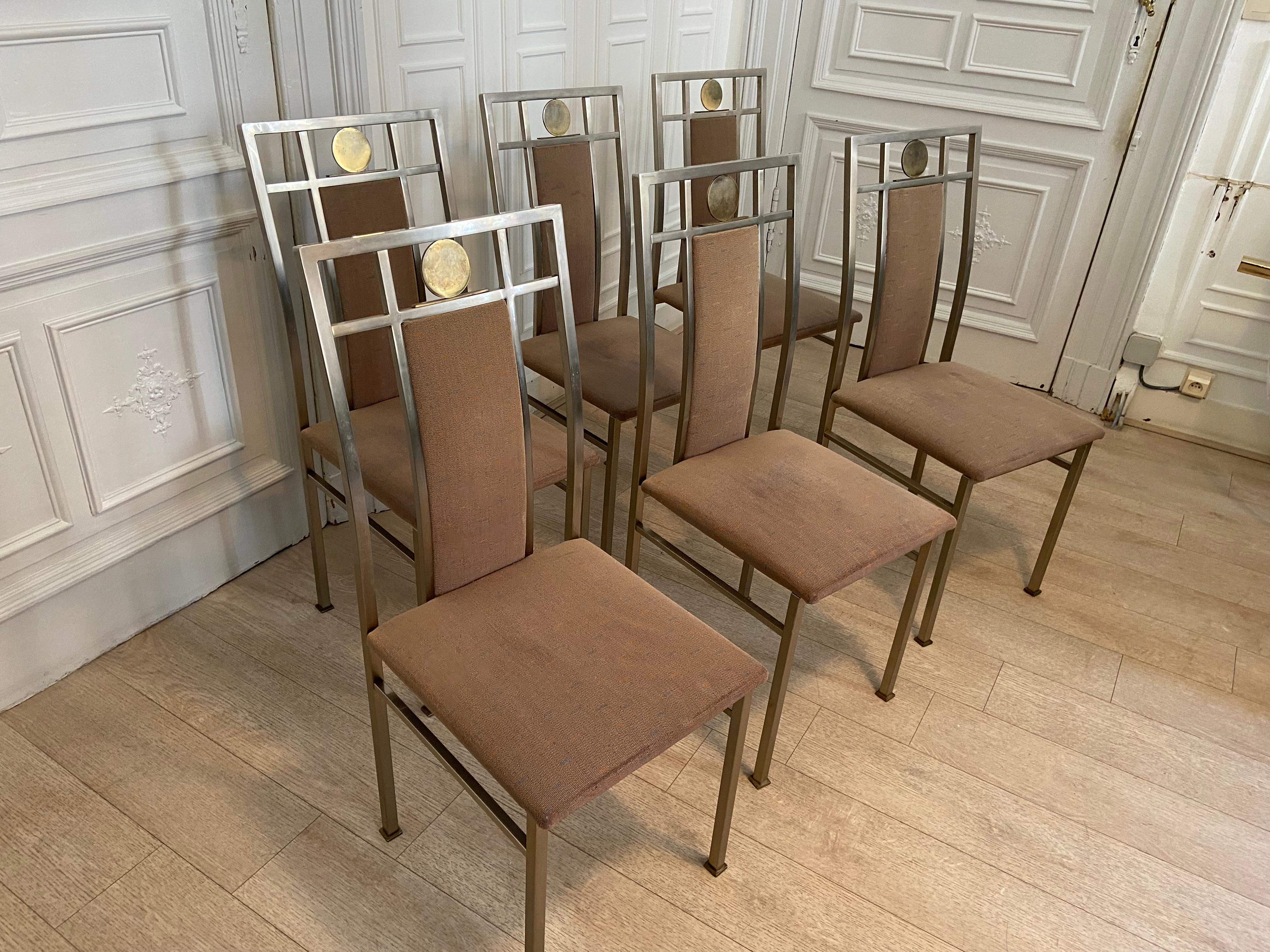 Set of Six Chairs Produced by the Belgian Manufacturer Belgo Chrom in the 80s In Good Condition For Sale In Brussels , BE