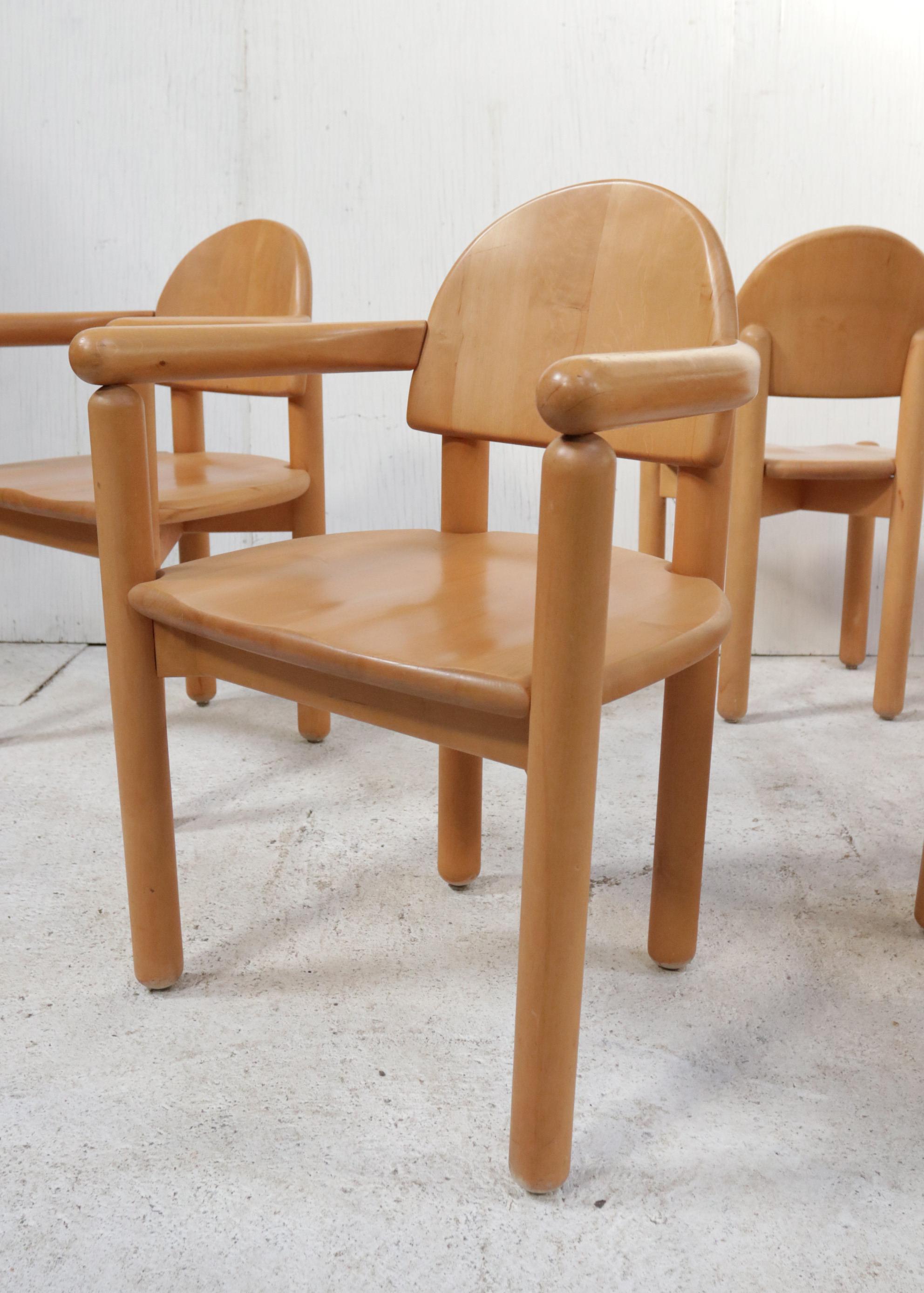 Scandinavian Modern Set of Six Chairs Solid Beechwood by Rainer Daumiller for Hirtshals, 1970s For Sale