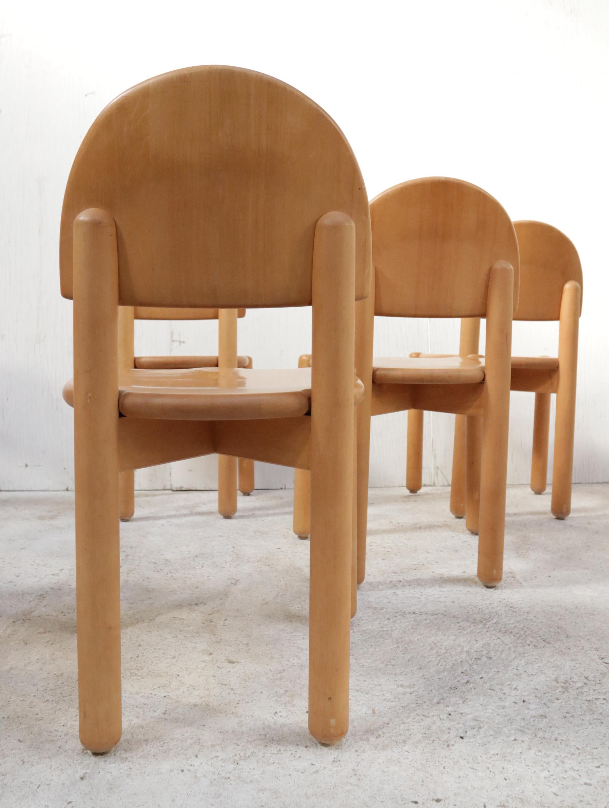 Set of Six Chairs Solid Beechwood by Rainer Daumiller for Hirtshals, 1970s In Good Condition For Sale In Boven Leeuwen, NL