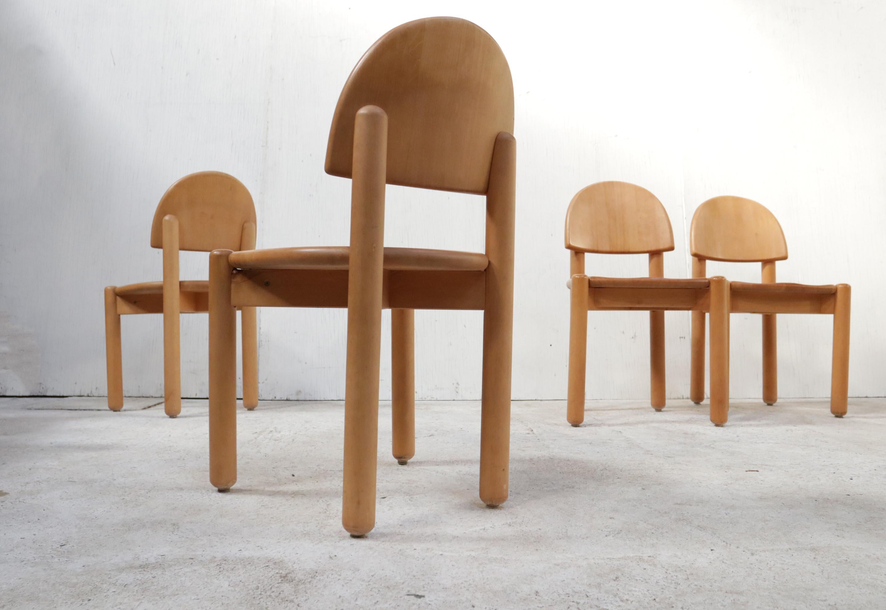 Set of Six Chairs Solid Beechwood by Rainer Daumiller for Hirtshals, 1970s For Sale 1