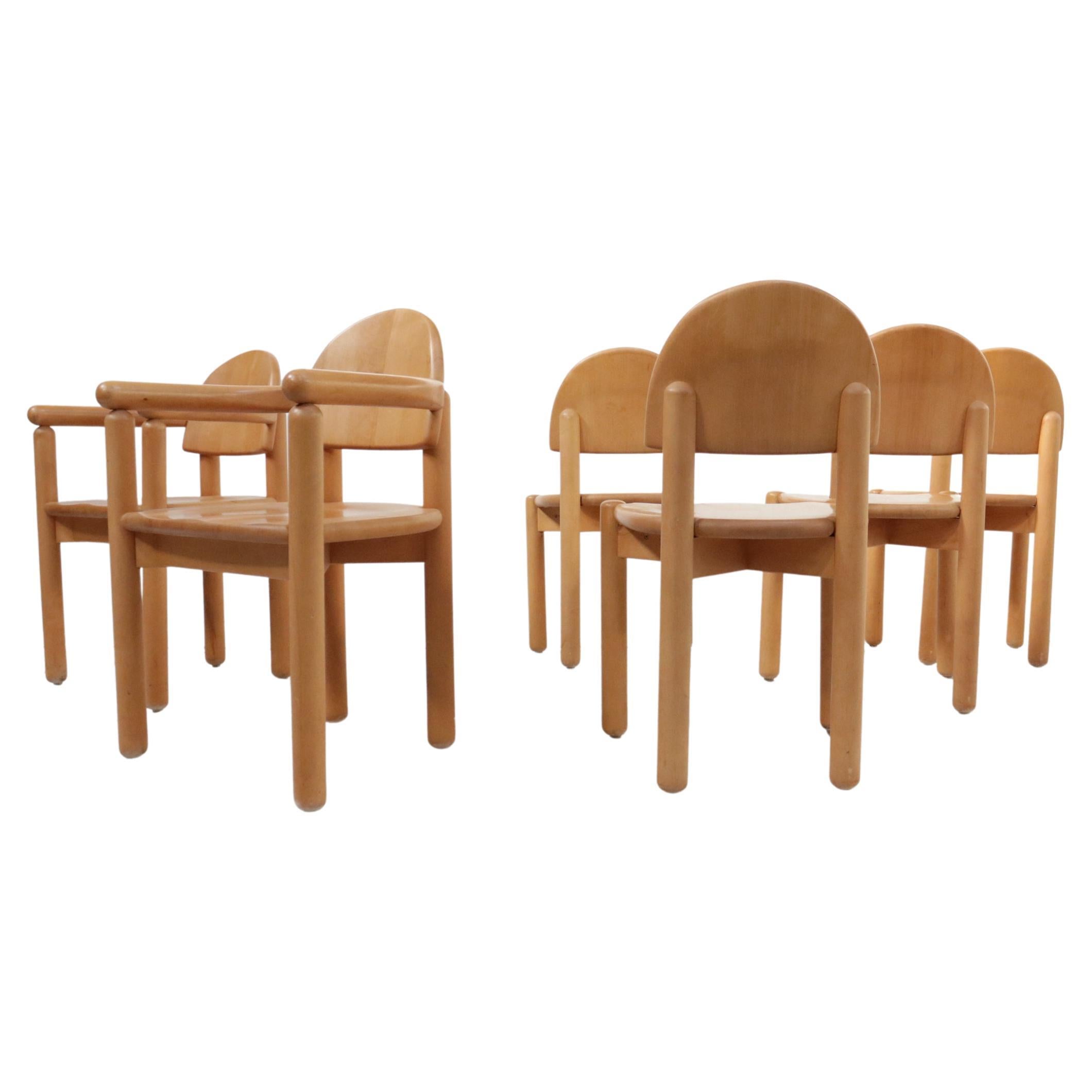 Ensemble de six chaises en hêtre massif de Rainer Daumiller pour Hirtshals, 1970 en vente