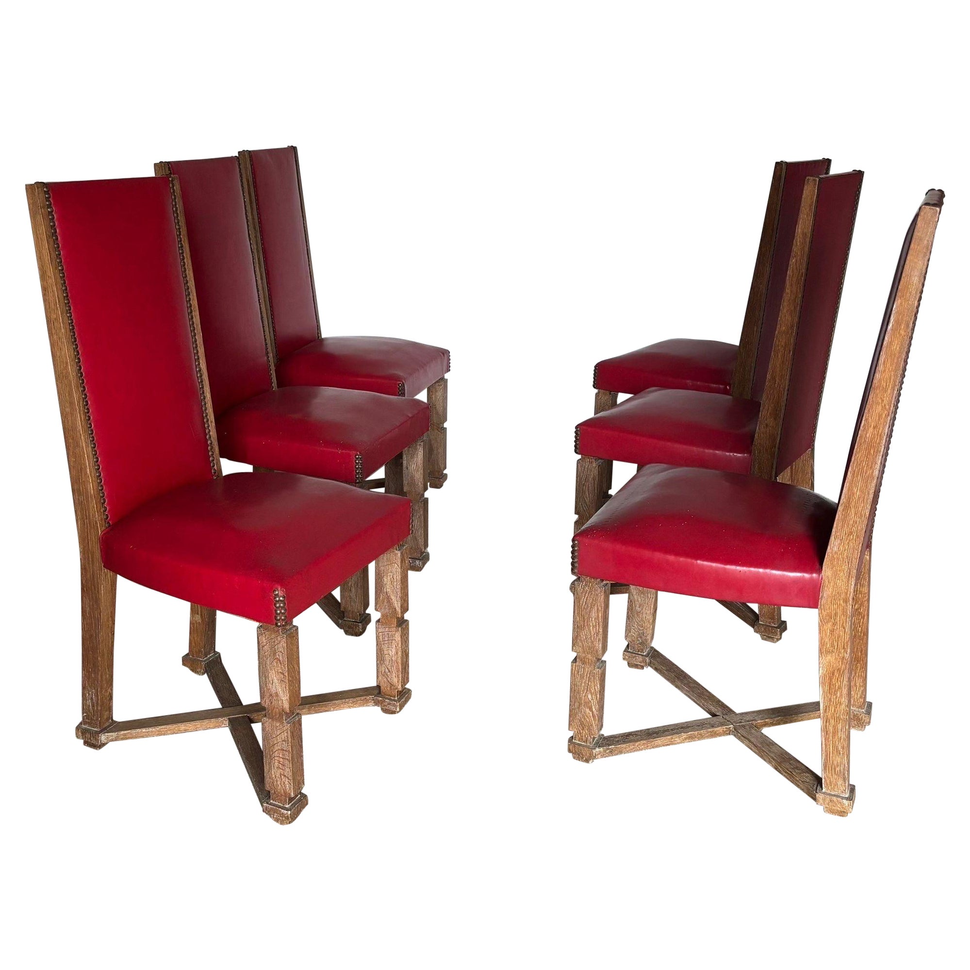 Set di sei sedie con n rovere cerato in vendita