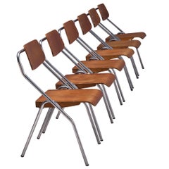 Set of Six Chairs with Tubular Frame