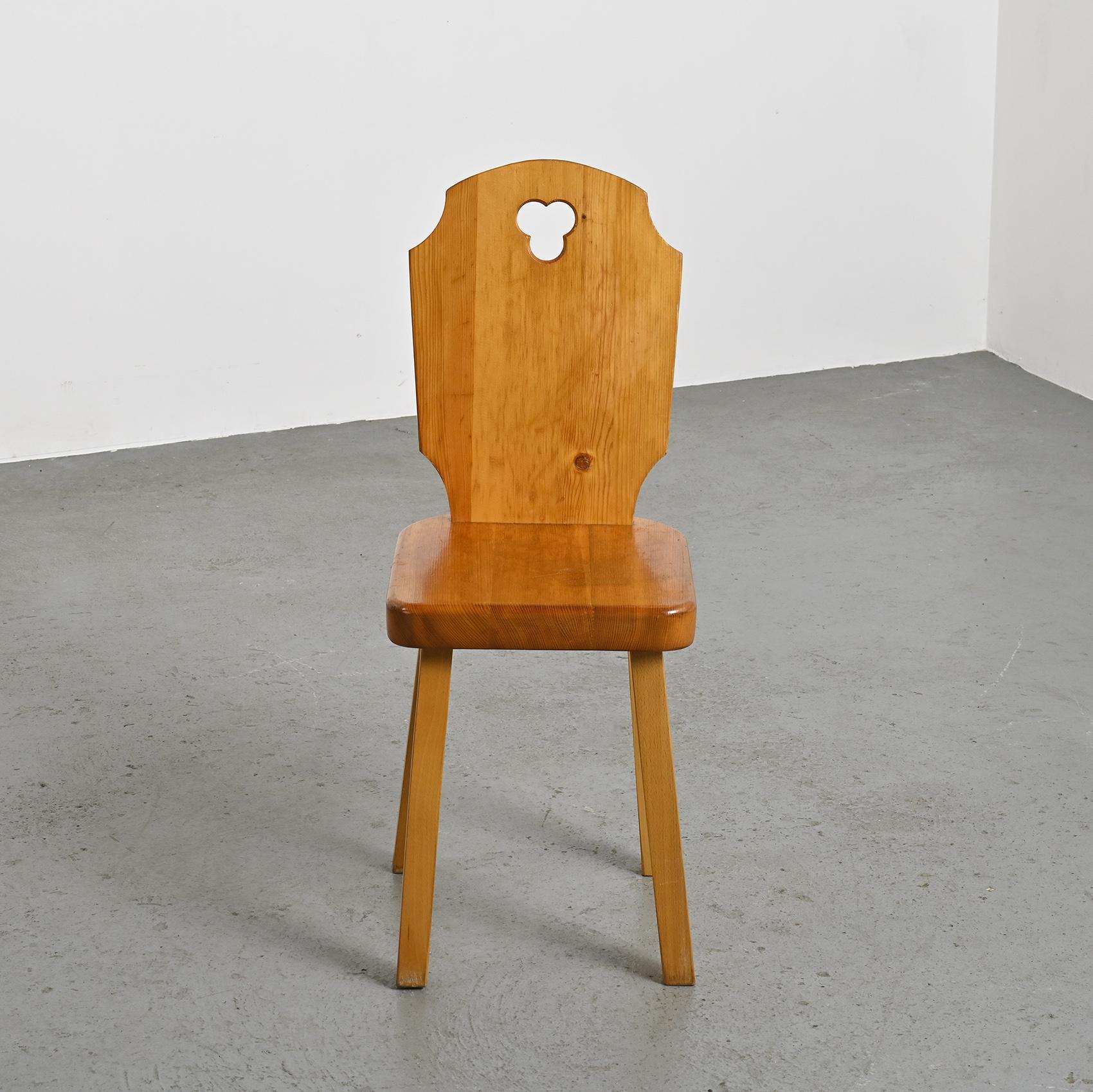 Set of Six Chalet Wooden Chairs, France, 1960 8