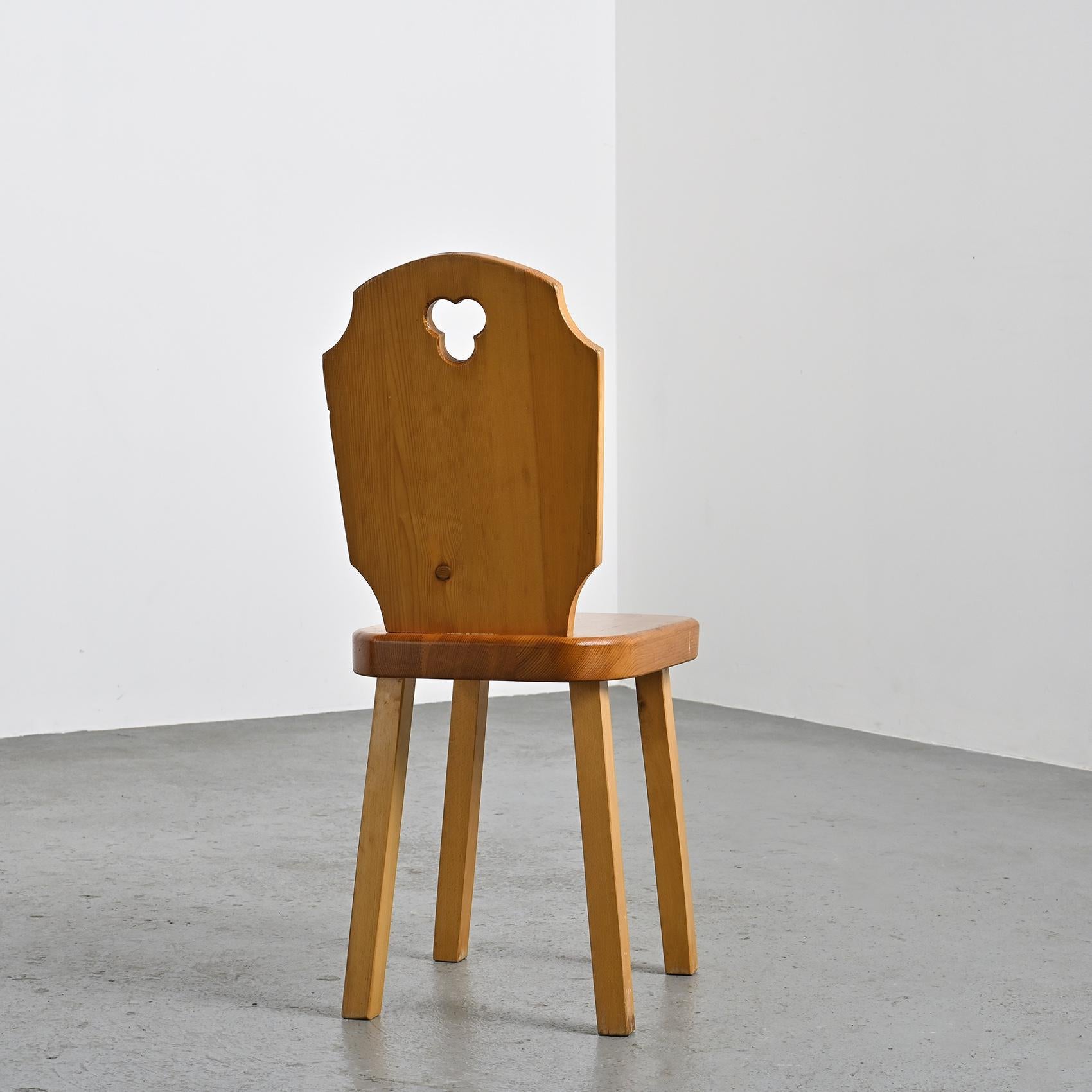Mid-Century Modern Set of Six Chalet Wooden Chairs, France, 1960