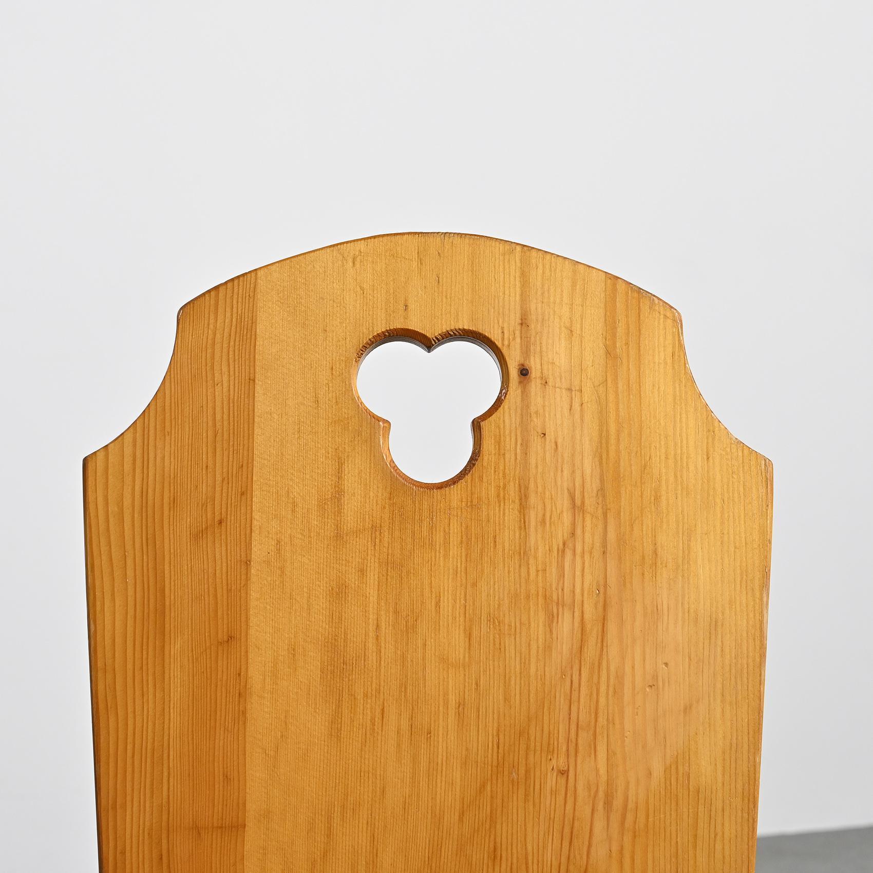 French Set of Six Chalet Wooden Chairs, France, 1960