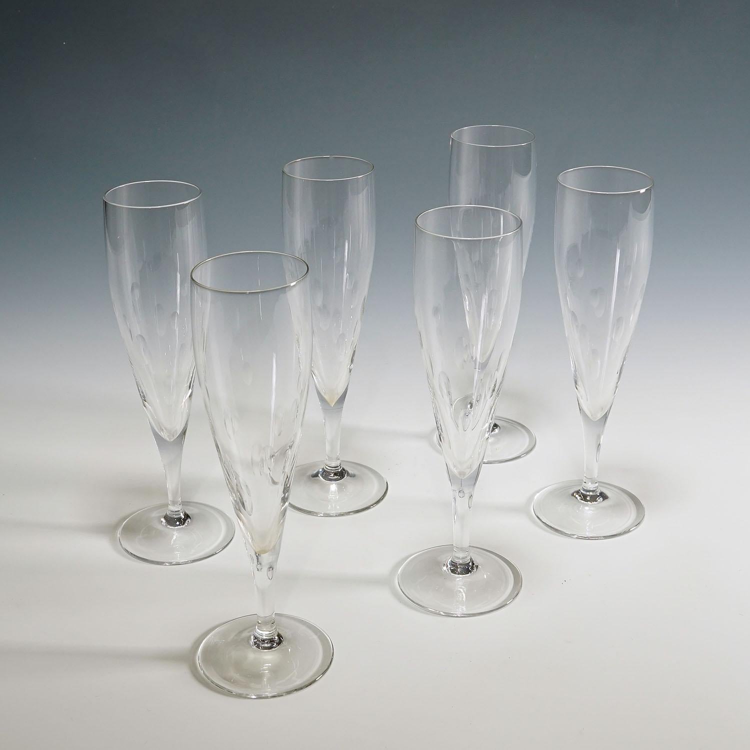 Mid-Century Modern Set of Six Champagne Flutes by Wagenfeld for Wmf, Germany, 1950s