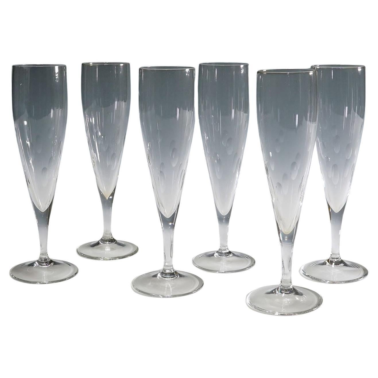 Set of Six Champagne Flutes by Wagenfeld for Wmf, Germany, 1950s