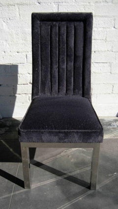 Set of Six Channel-Back Dining Chairs on Chrome-Plated Bases