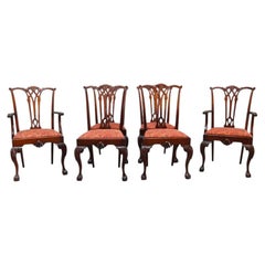 Set Of Six Charak Furniture Co. Chippendale Pierced & Carved Dining Chairs c1930
