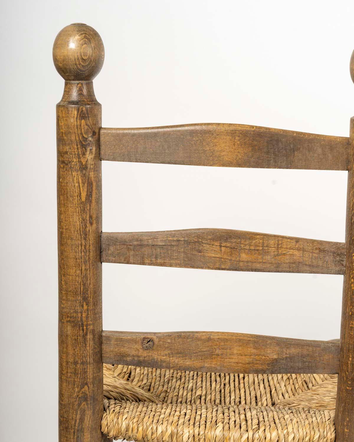 Set of Six Charles Dudouyt Dining Chairs in Wood and Cane, 20th Century. For Sale 5