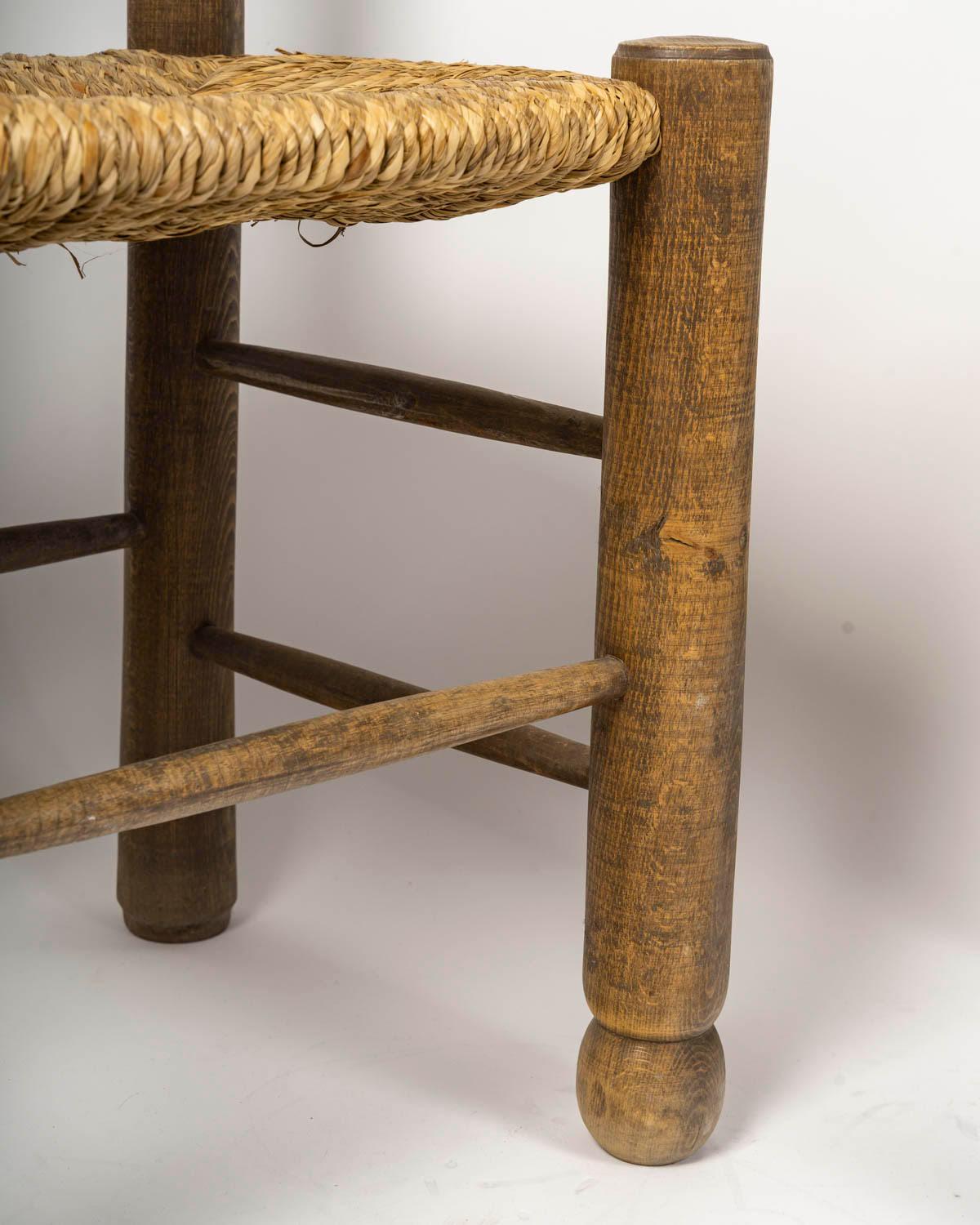 Set of Six Charles Dudouyt Dining Chairs in Wood and Cane, 20th Century. For Sale 6
