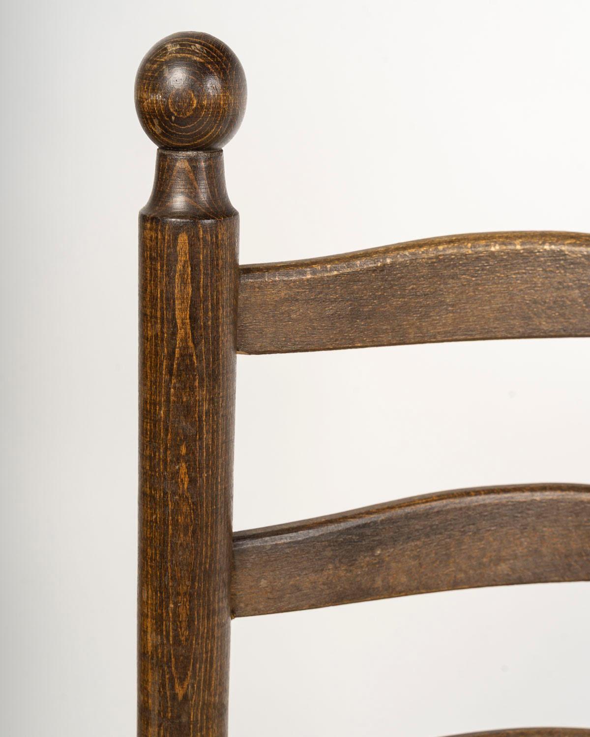 Set of Six Charles Dudouyt Dining Chairs in Wood and Cane, 20th Century. For Sale 8