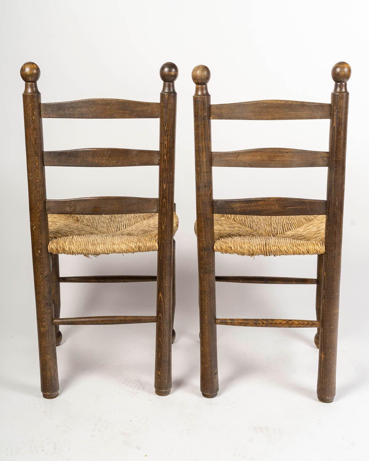 Set of Six Charles Dudouyt Dining Chairs in Wood and Cane, 20th Century. For Sale 10