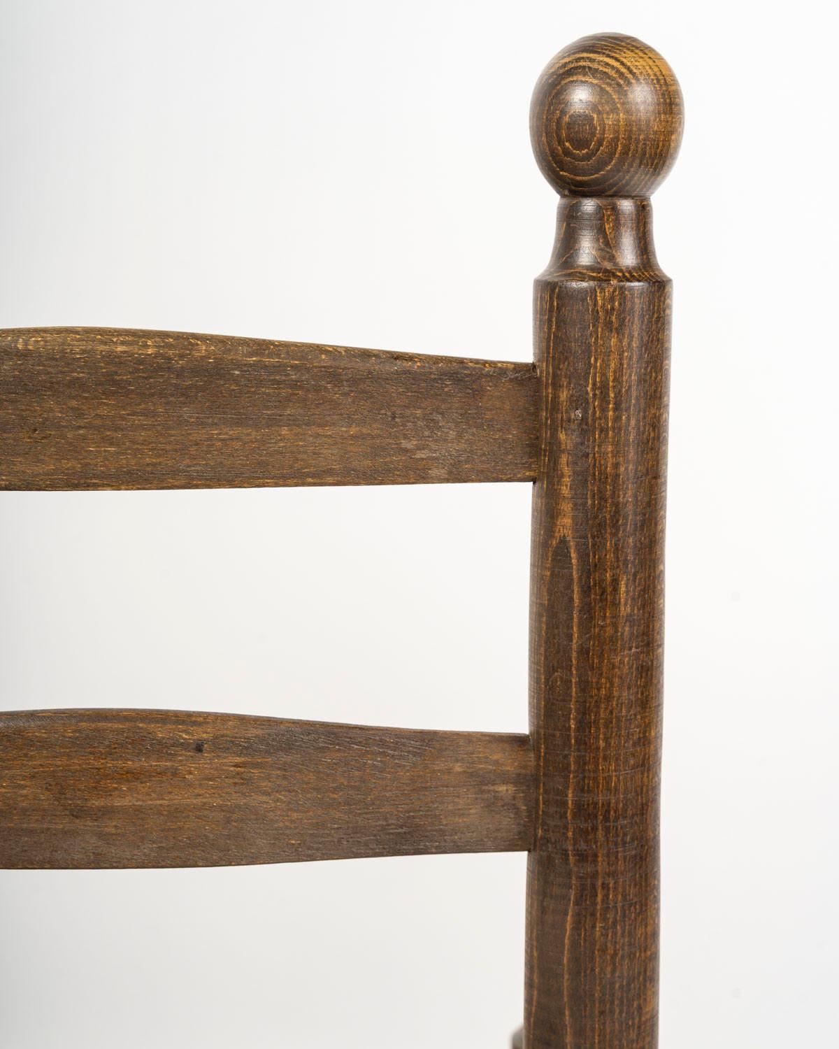 Set of Six Charles Dudouyt Dining Chairs in Wood and Cane, 20th Century. For Sale 11