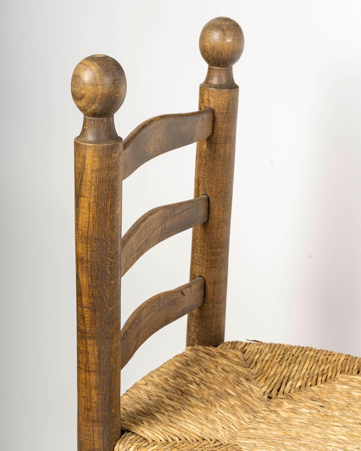 Set of Six Charles Dudouyt Dining Chairs in Wood and Cane, 20th Century. For Sale 3