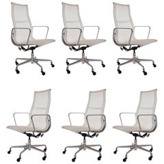 Set of Six Charles Eames for Herman Miller White Conference Room Office Chairs