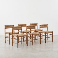 Set of Six Charlotte Perriand Dordogne Chairs for Robert Sentou, France c1950
