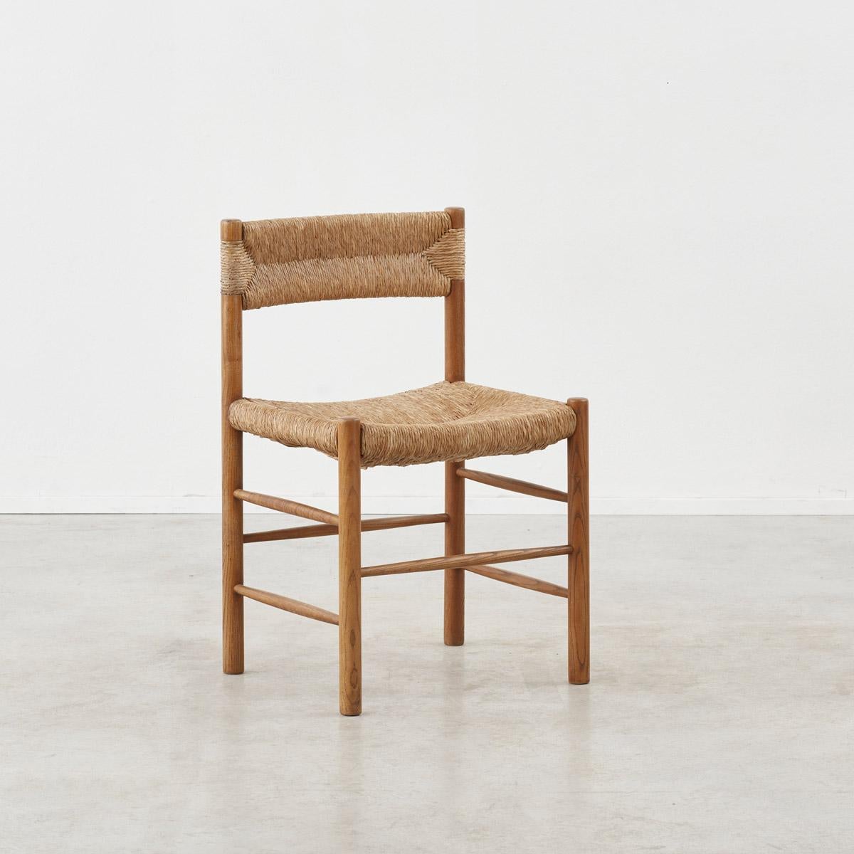 Woven Set of Six Charlotte Perriand Dordogne Chairs for Robert Sentou, France c1950 For Sale