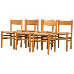 Set of Six Charlotte Perriand Style Rush Chairs