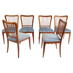 set of six cherrywood Paolo Buffa ondulations dining chairs, 1950