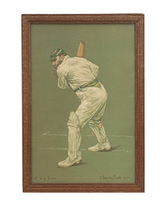 Set of Six Chevallier Tayler Cricket Prints of Famous Cricketers, W.G Grace