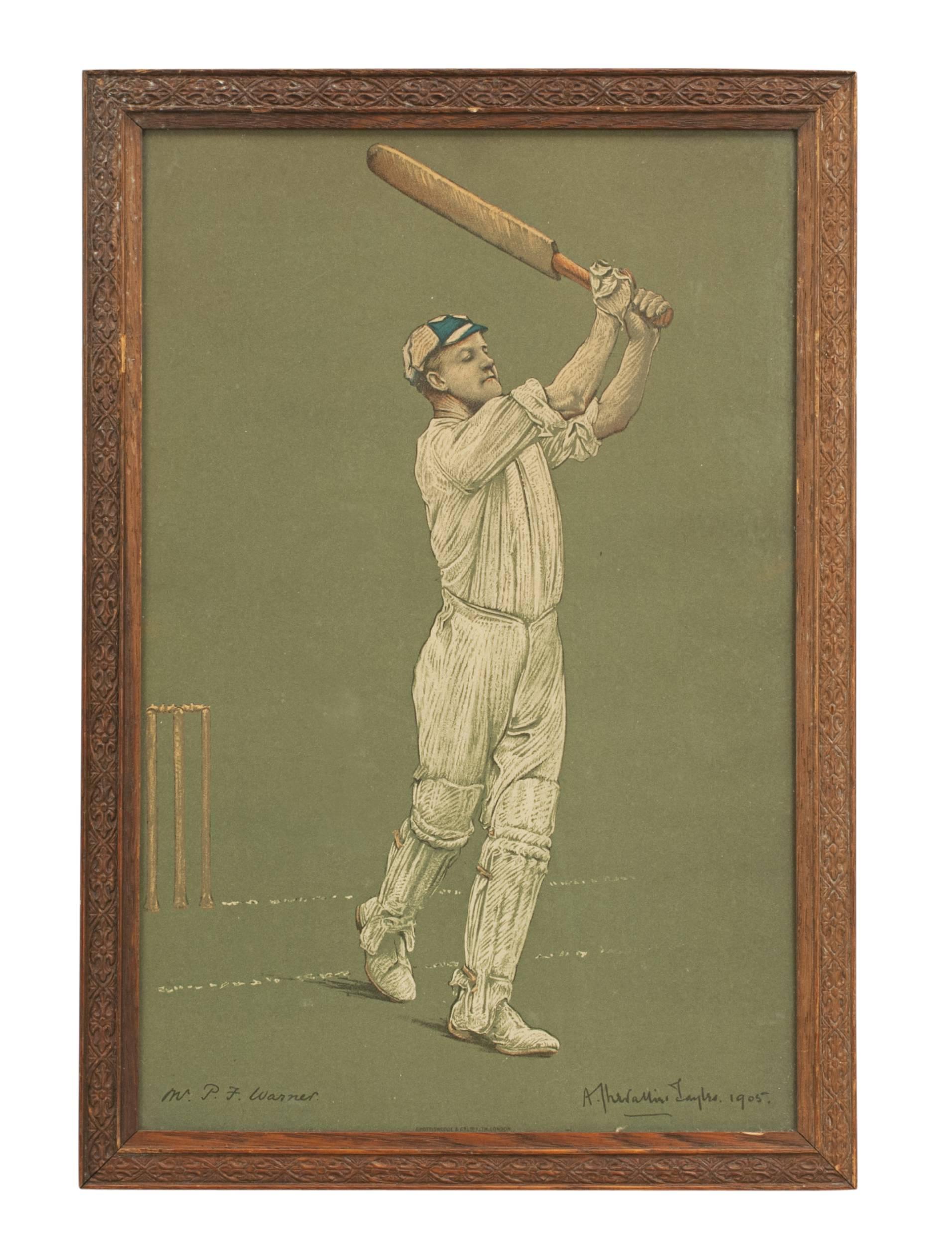 British Set of Six Chevallier Tayler Cricket Prints of Famous Cricketers, W.G Grace