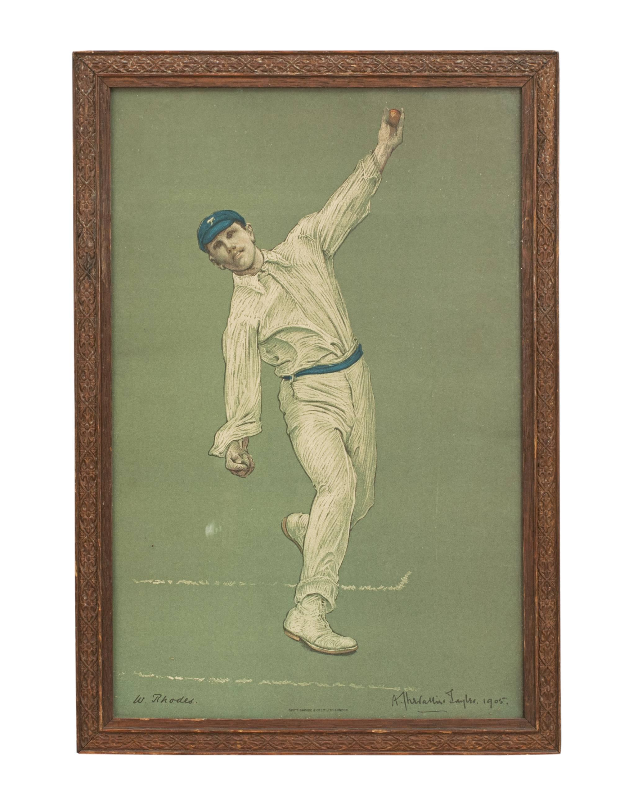 Paper Set of Six Chevallier Tayler Cricket Prints of Famous Cricketers, W.G Grace