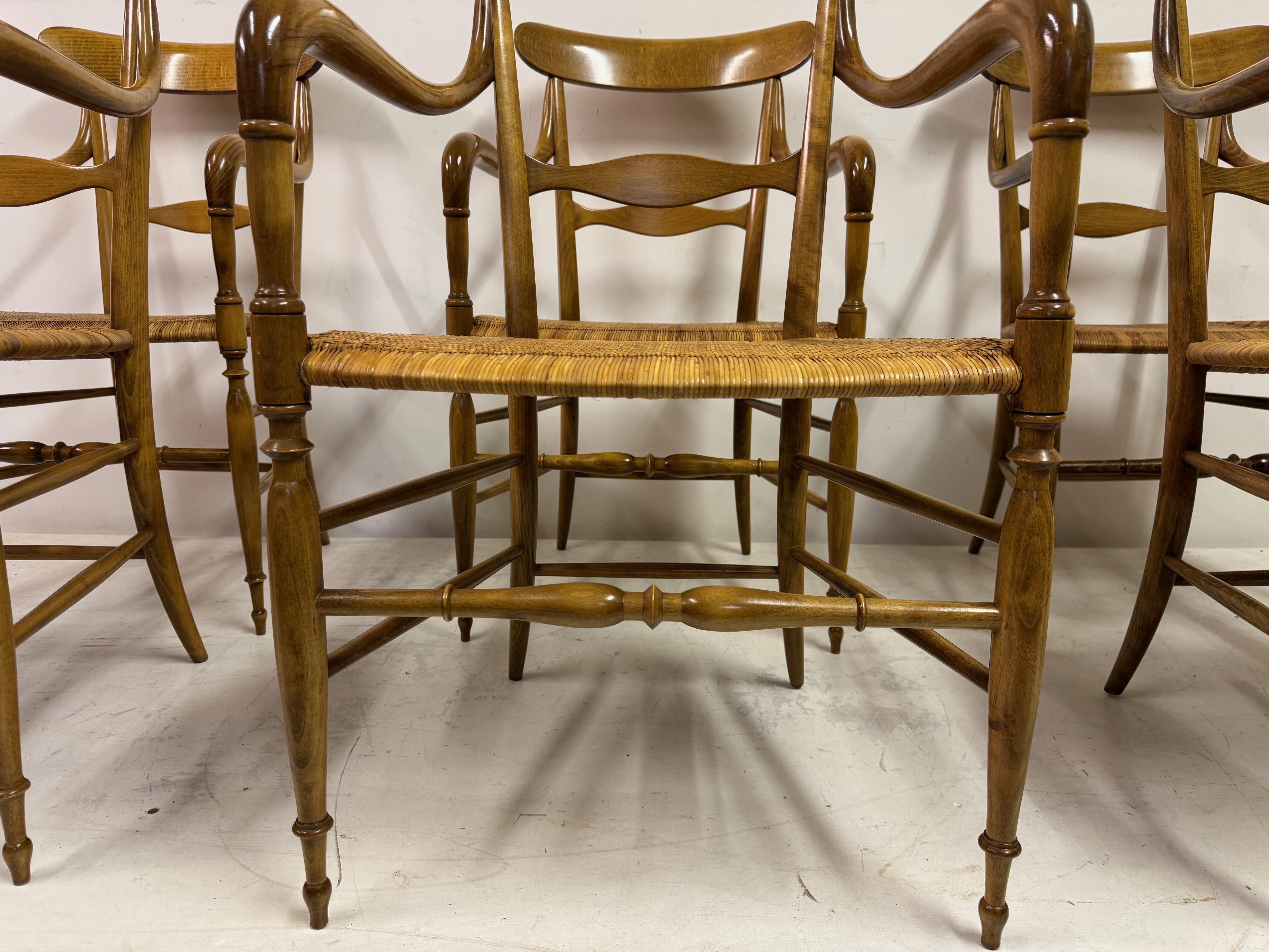 Set of Six Chiavari Companino Armchairs by Fratelli Levaggi In Good Condition For Sale In London, London