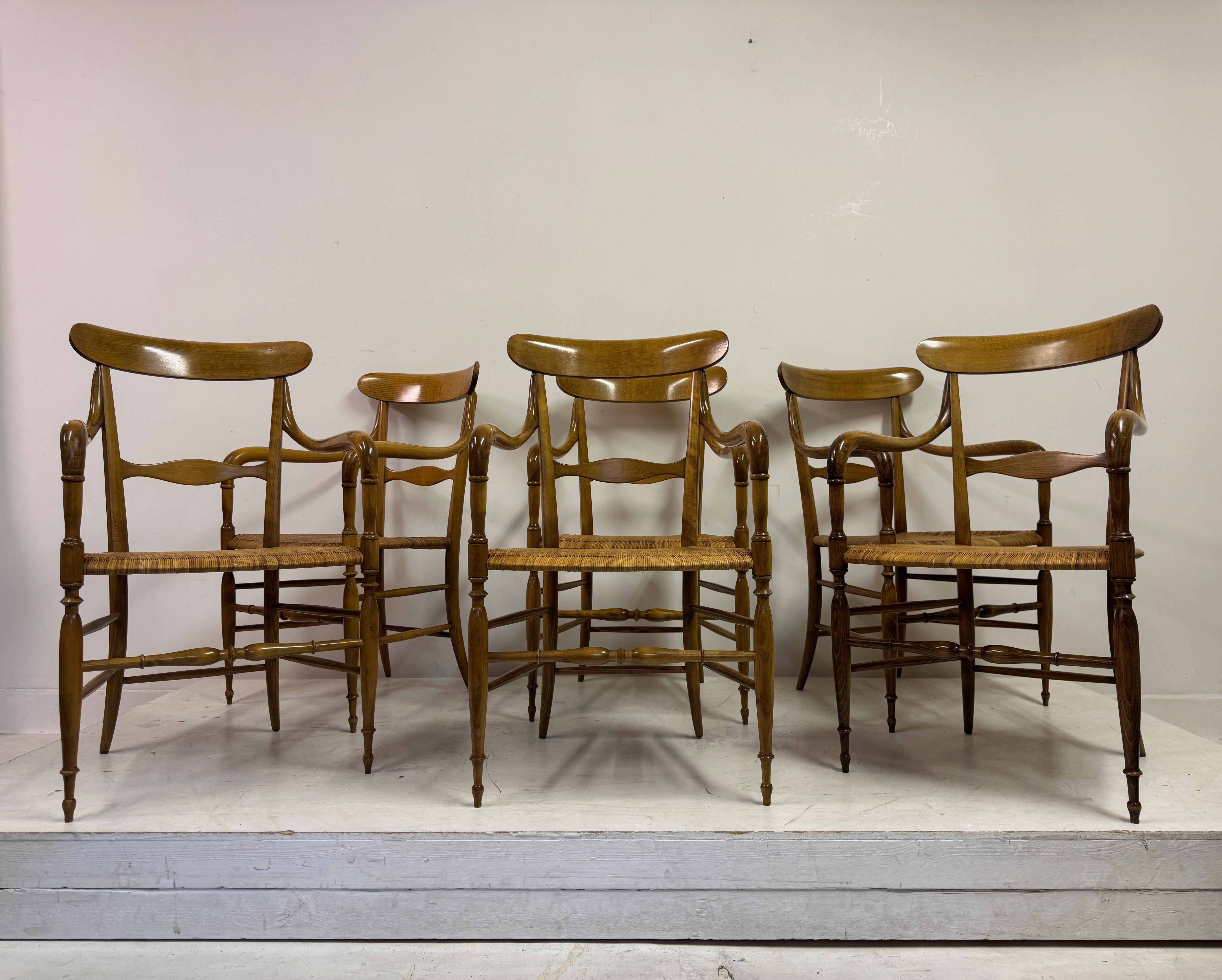 Set of Six Chiavari Companino Armchairs by Fratelli Levaggi For Sale 1