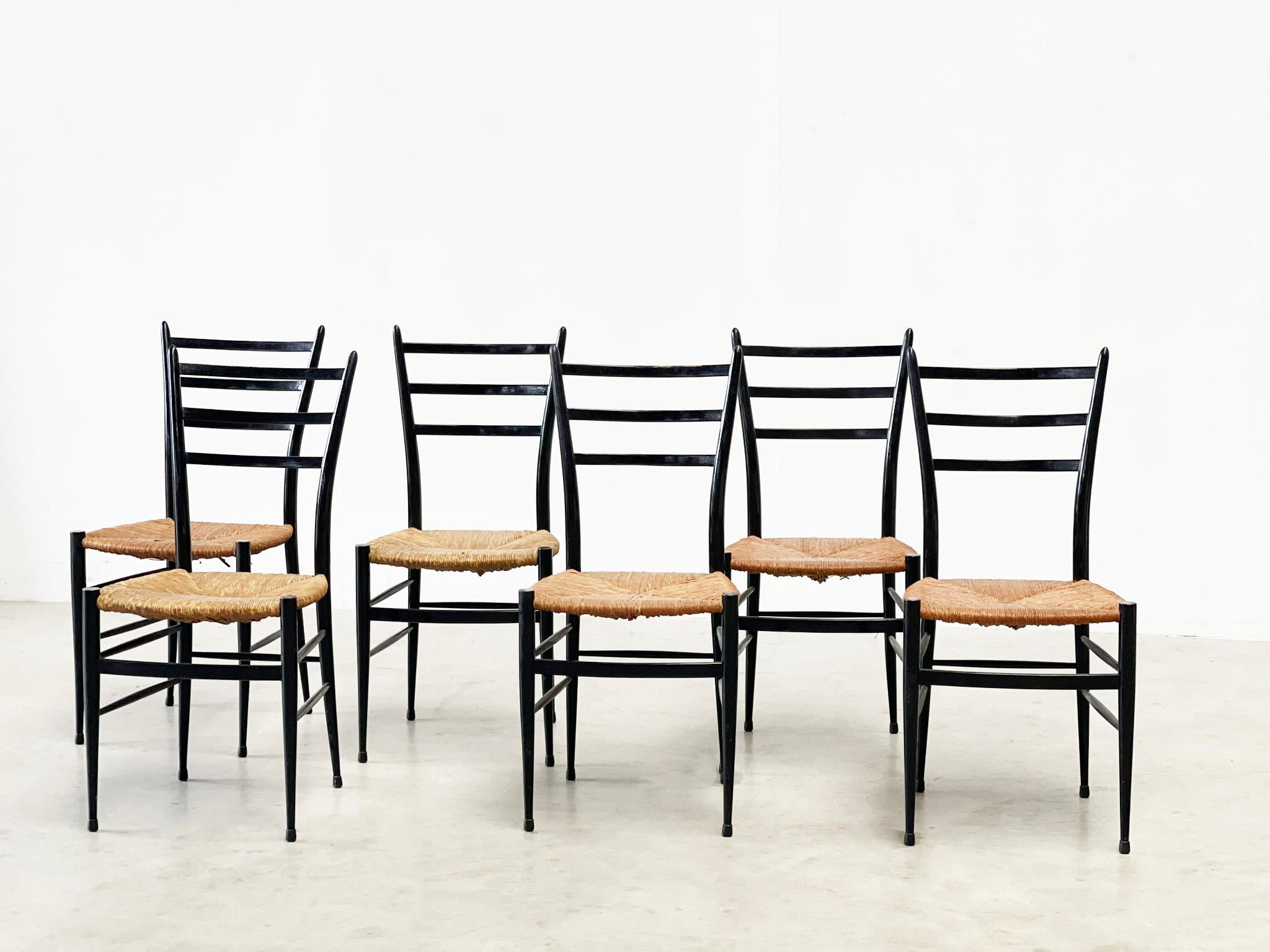 European set of six Chiavari Spinetto dining chairs