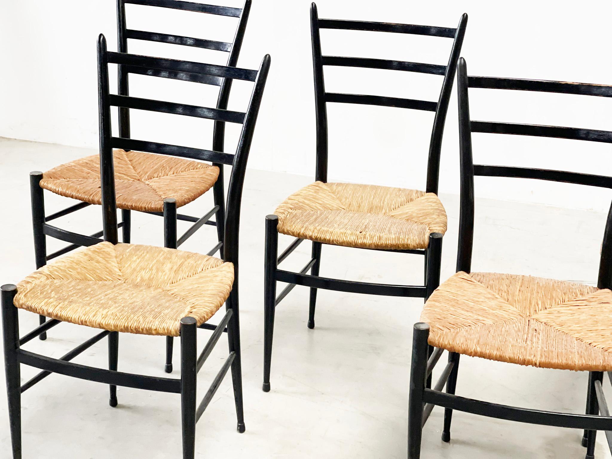 Late 20th Century set of six Chiavari Spinetto dining chairs