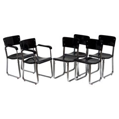 Ensemble de six chaises Bauhaus chromées et modernistes chics