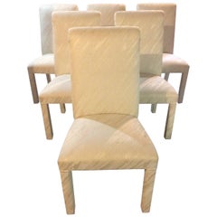 Set of Six Chic Mid-Century Modern Upholstered Dining Chairs