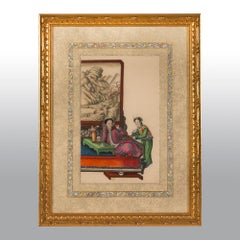 Set of Six Chinese Canton Watercolours on Pith Paper Depicting Interior Scenes