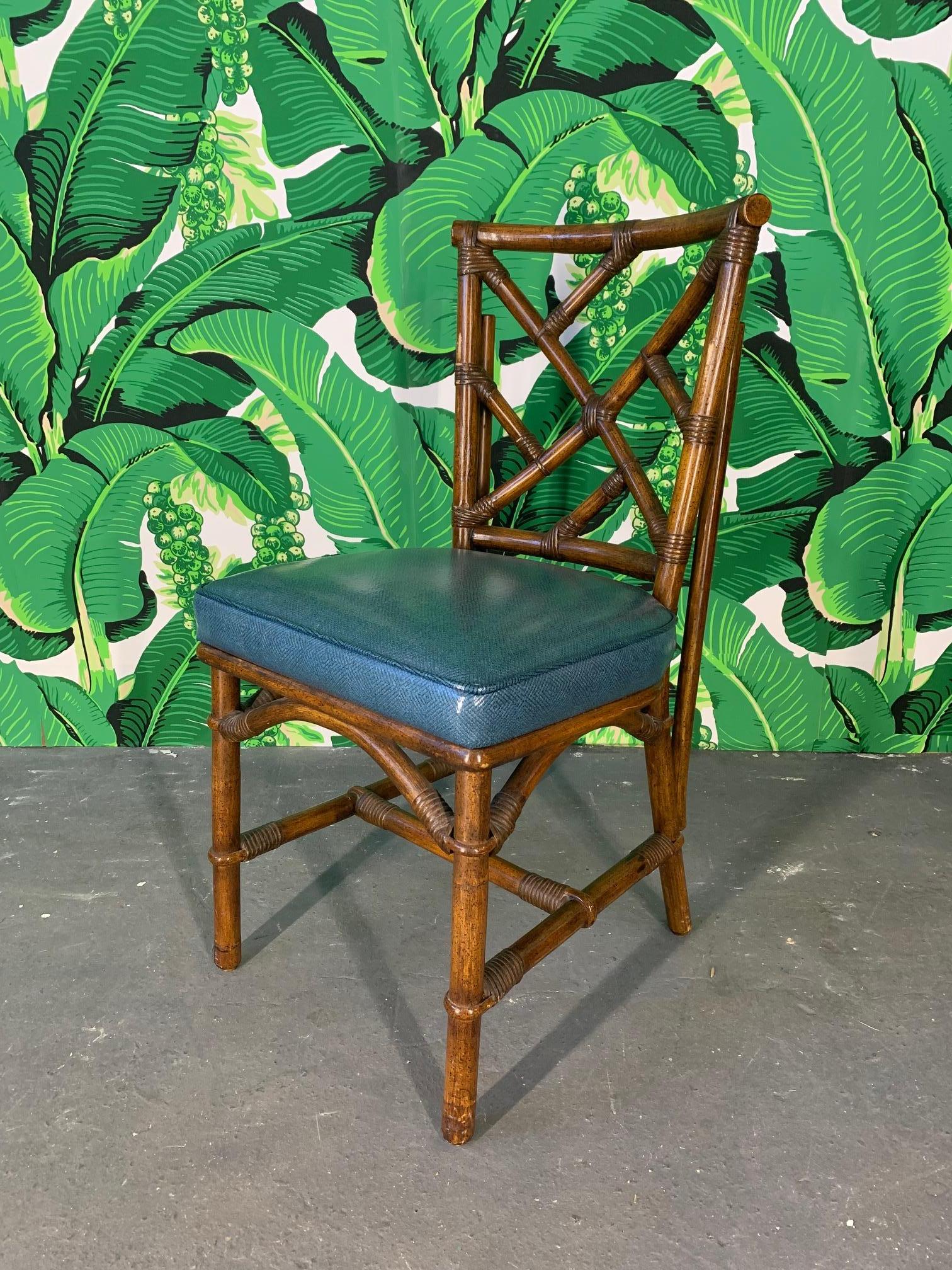 Set of Six Chinese Chippendale Bamboo Dining Chairs In Good Condition In Jacksonville, FL