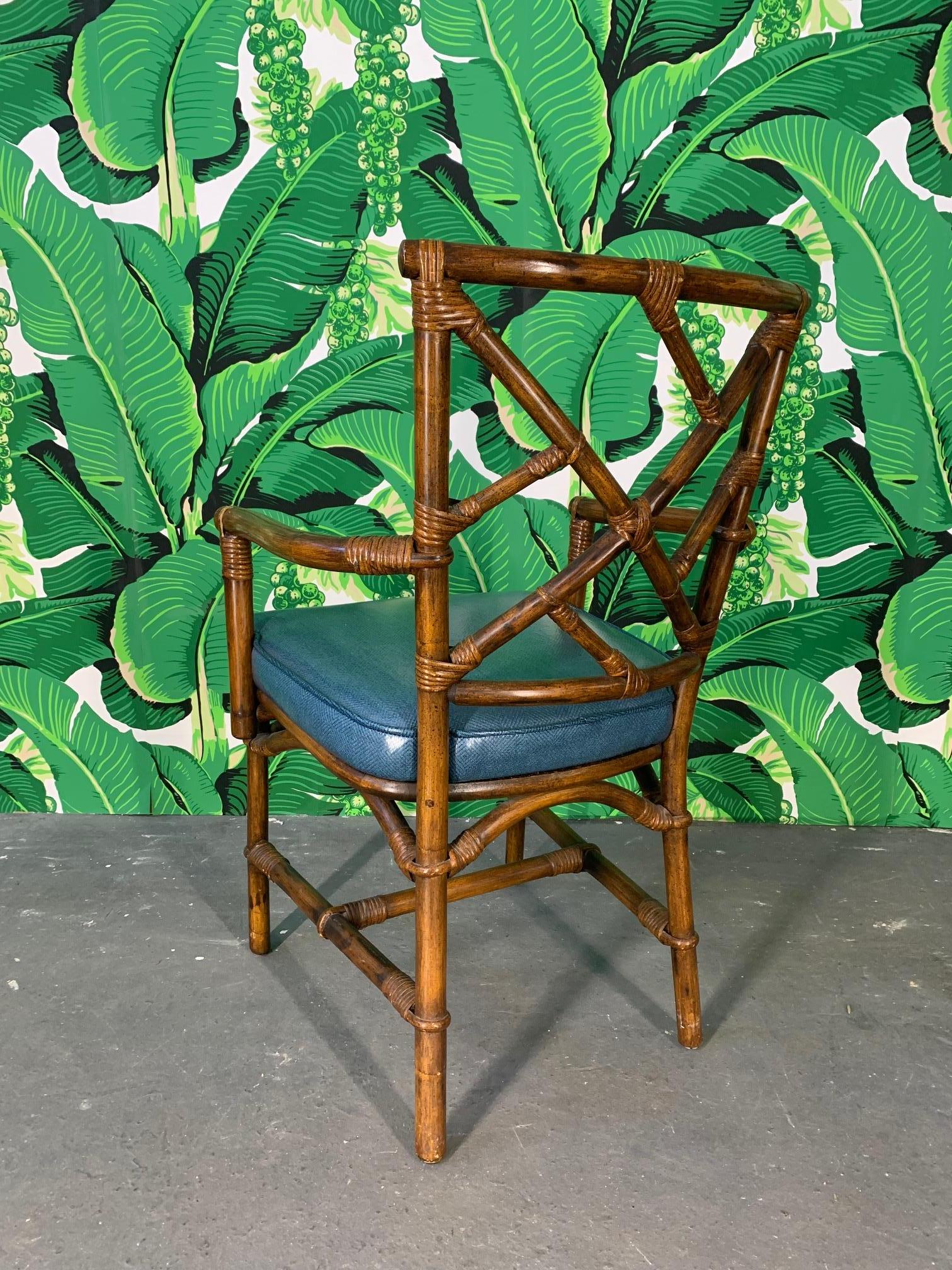 Set of Six Chinese Chippendale Bamboo Dining Chairs 2