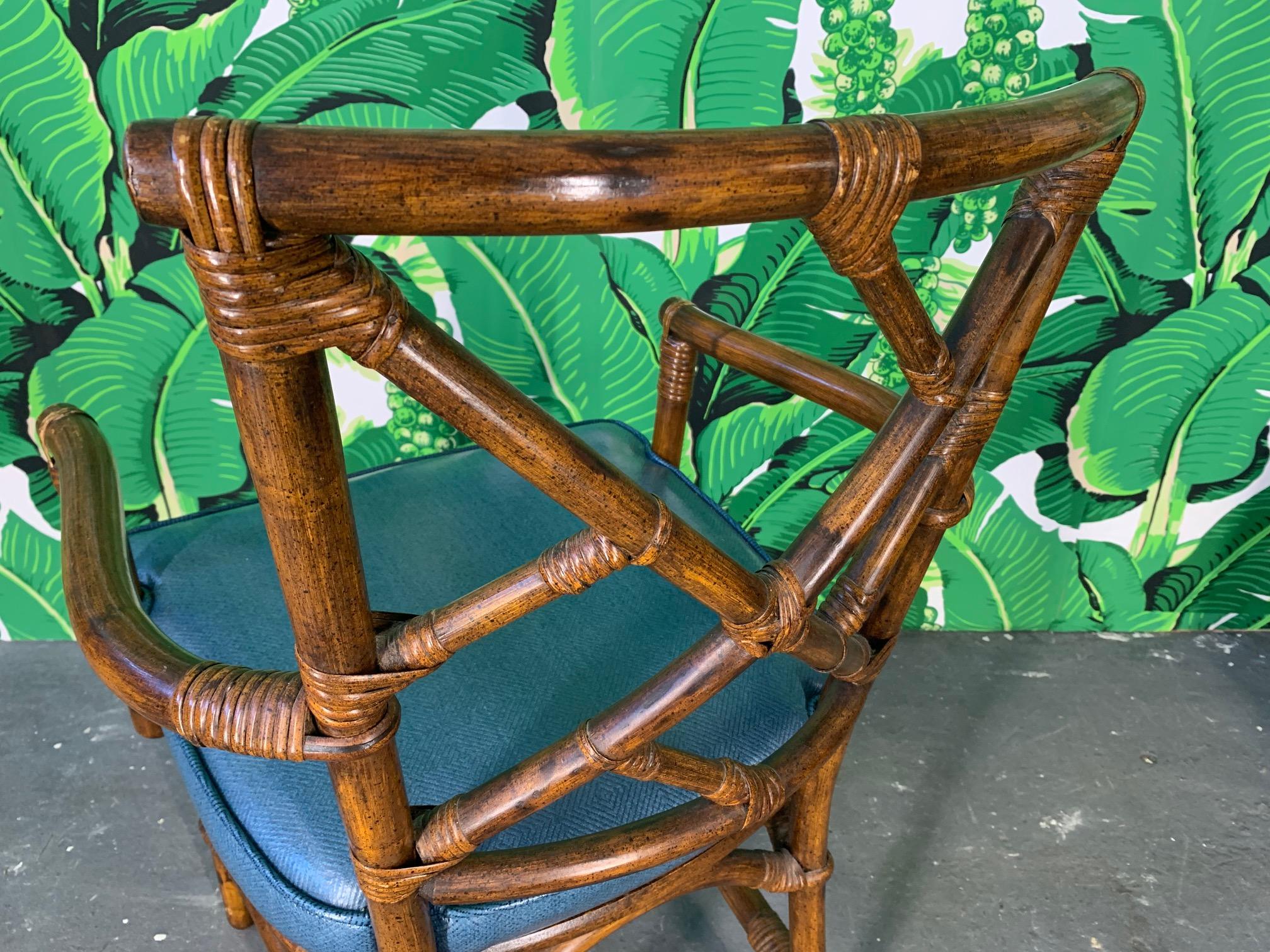 Set of Six Chinese Chippendale Bamboo Dining Chairs 3