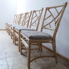 Set of Six Chinese Chippendale Faux Bamboo Mid-Century Dining Chairs '6'