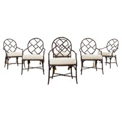 Set of Six Chinese Chippendale Garden Dining Chairs by Richard Frinier