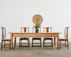 Set di sei sedie a cappello ufficiali con schienale a carré in olmo cinese