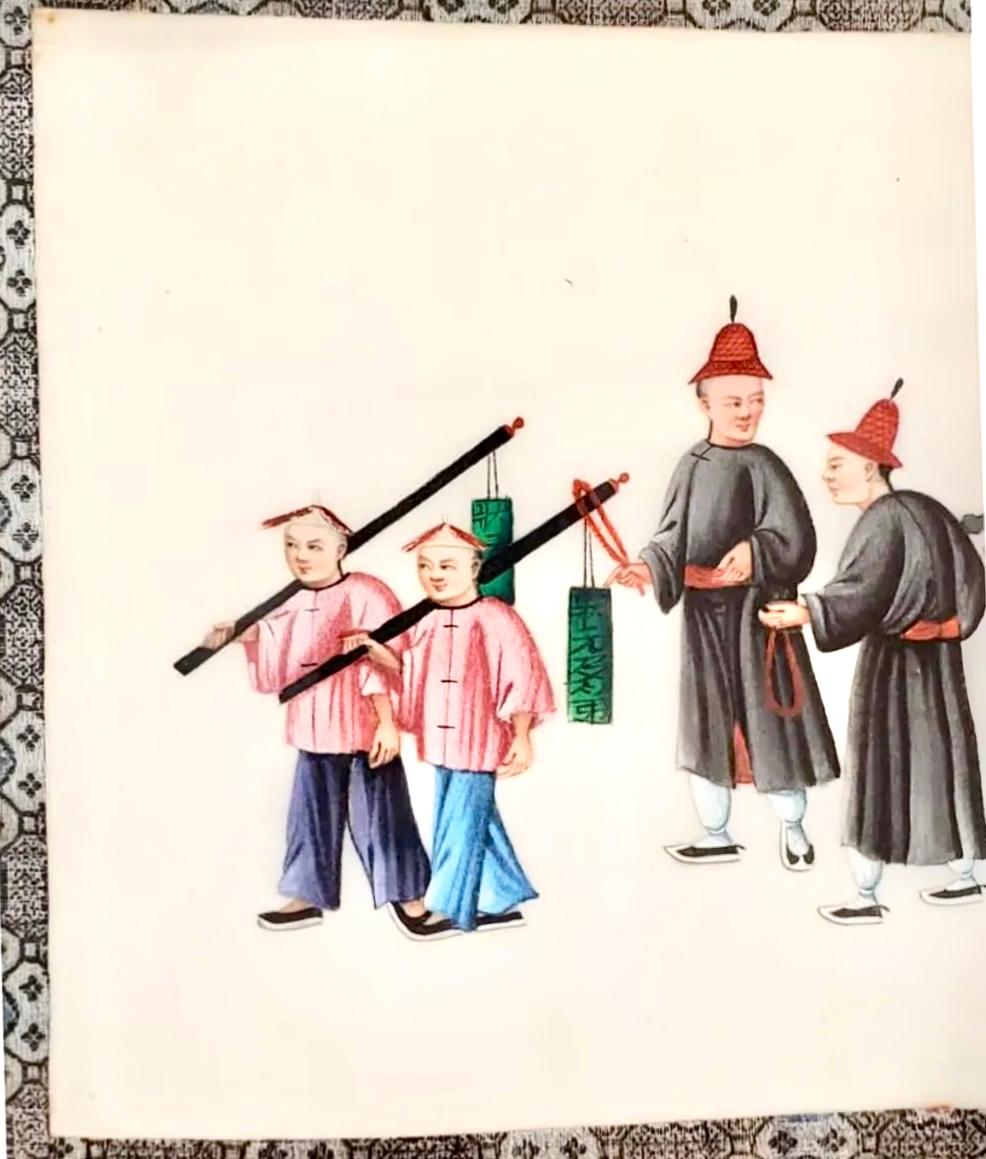 Set Of Six Chinese Export Paintings on Pith Paper For Sale 11