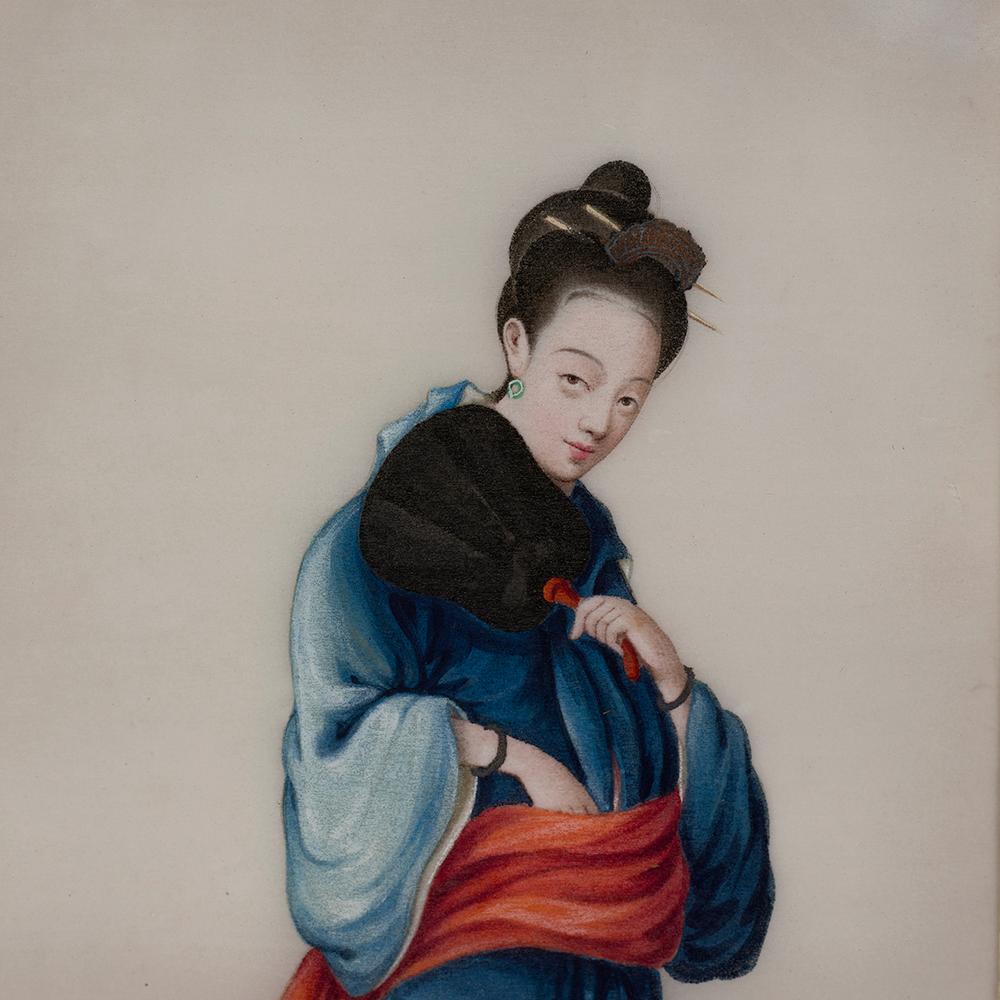 Ensemble de six aquarelles chinoises sur papier de riz représentant des artisans de Canton, 1835 en vente 2
